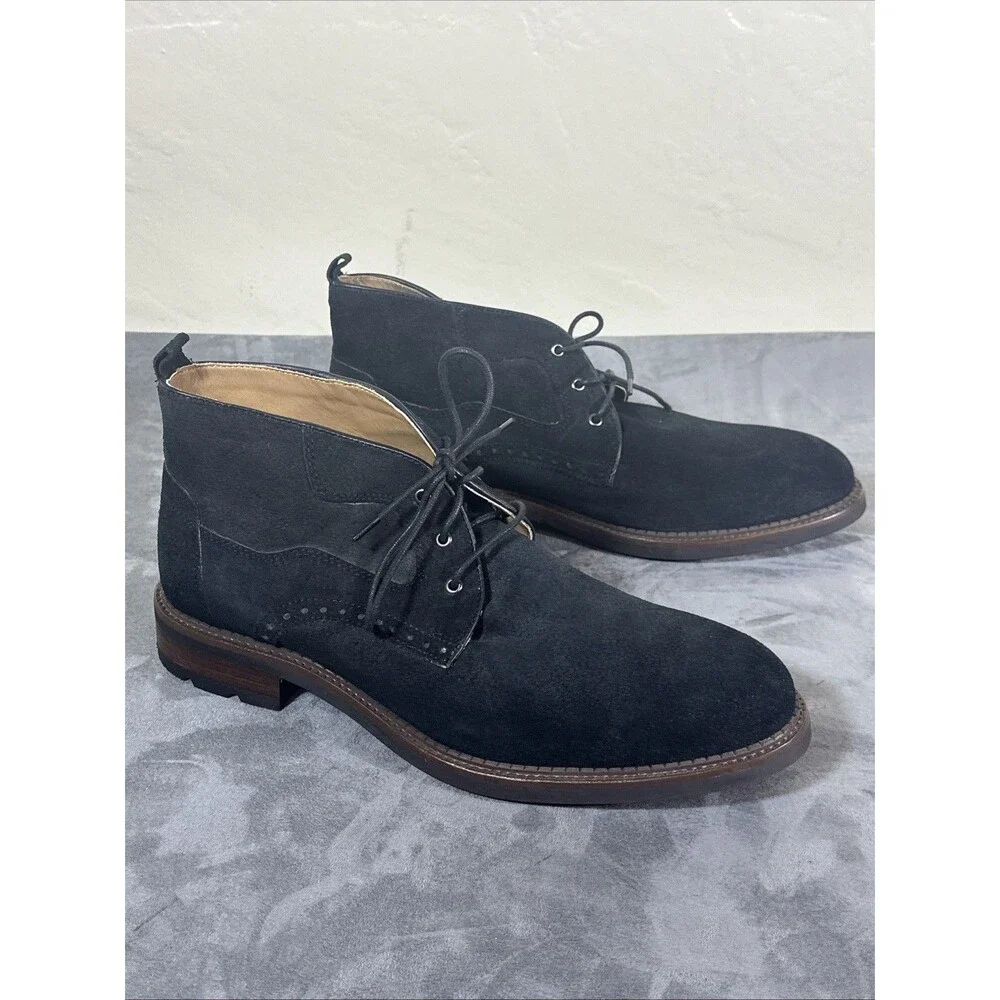 Johnston & Murphy 10 M Black Suede Ankle Chukka Boots 3 Eye J&M 1850 Classic Men